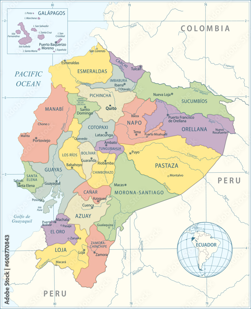 Ecuador map - highly detailed vector illustration