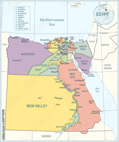 Egypt map - highly detailed vector illustration
