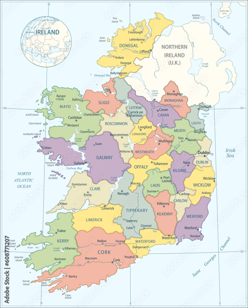 Ireland map - highly detailed vector illustration