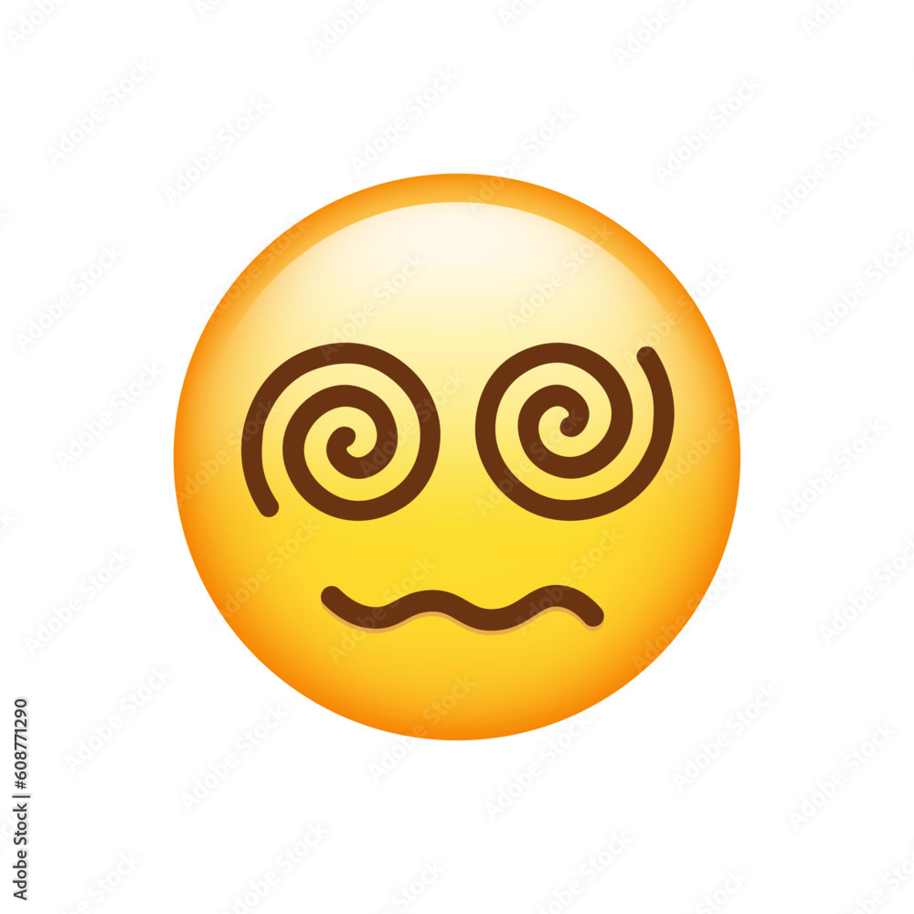 Face with spiral eyes Emoji isolated on white background. Iphone