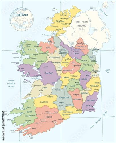 Ireland map - highly detailed vector illustration photo