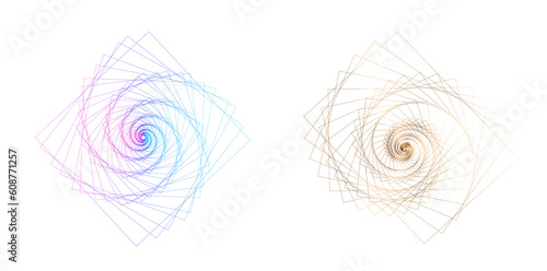 Abstract spiral rainbow design element on white background of twist lines. Vector Illustration eps 10 Golden ratio traditional proportions vector icon Fibonacci spiral. for elegant business card