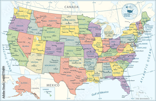 United States Map - highly detailed vector illustration