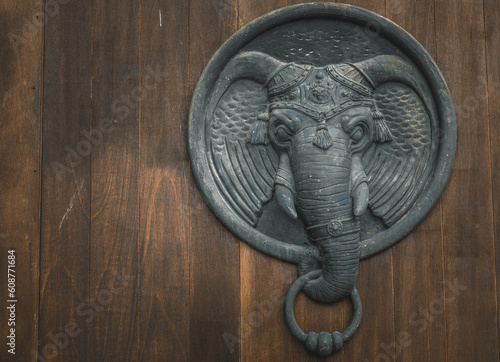 Elephant head knoker. Concept of adventure, mystery, fantasy. photo