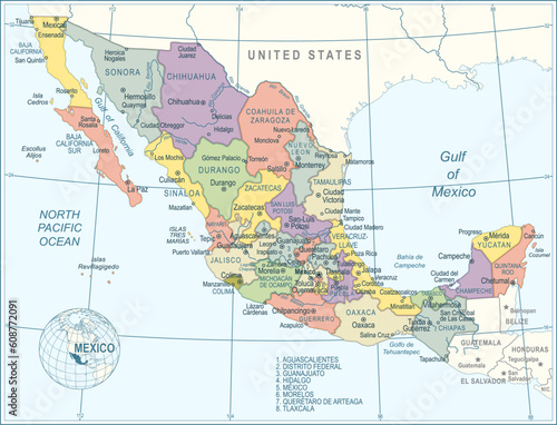 Mexico Map - highly detailed vector illustration
