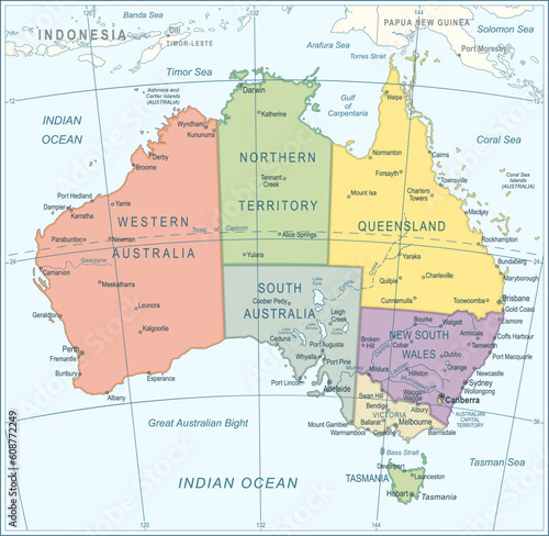 Australia Map - highly detailed vector illustration