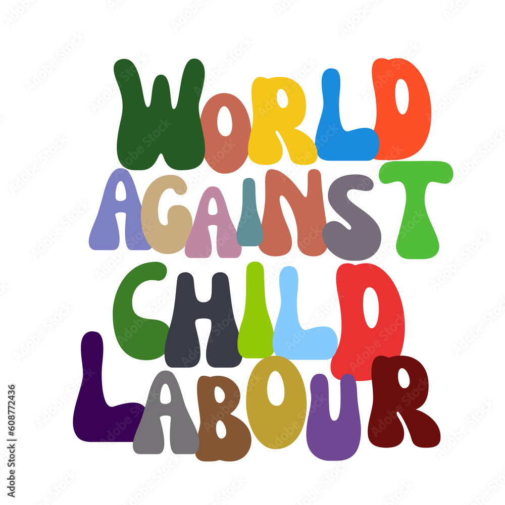 world against child labour text, world against child labour calligraphy