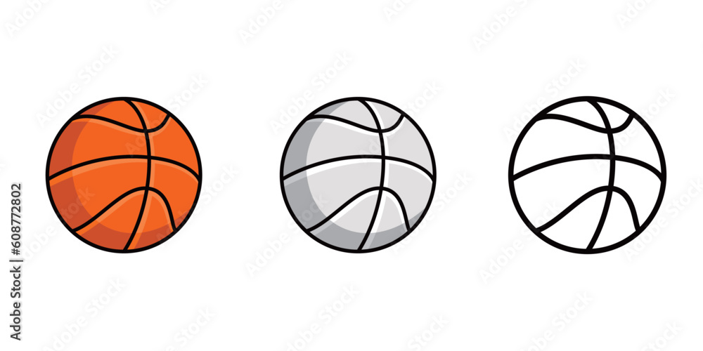 set of basketball design illustration. sport ball icon, sign and symbol
