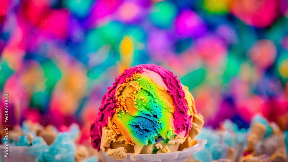 Colorful Wavy Ice Cream Background. Generative AI