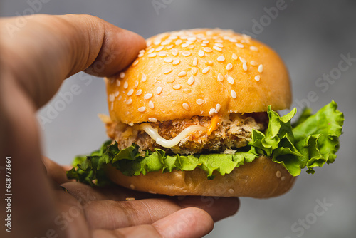 Hand holding a delicious ha...