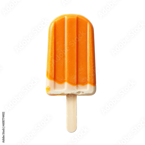 a Dreamsicle, popsicle, Orange and cream delightful treat, cold and sweet, frozen treat, Food-themed, cutout, isolated, photorealistic illustrations in a PNG. Generative AI