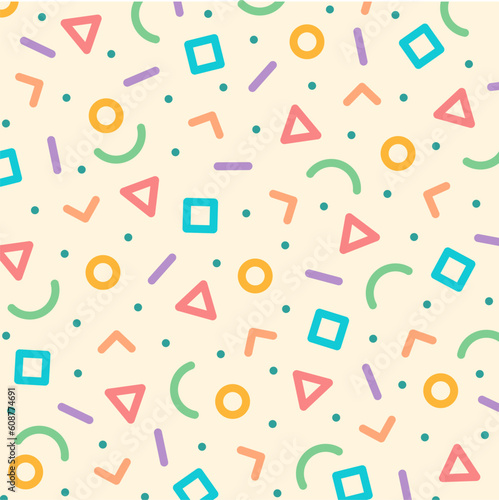 Curves, arcs, circles etc. Abstract contemporary seamless pattern. Modern trendy vector illustration