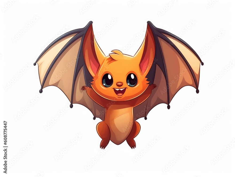 Bat in Cartoon Style on white background - generative AI Bat in Cartoon Style on white background - generative AI