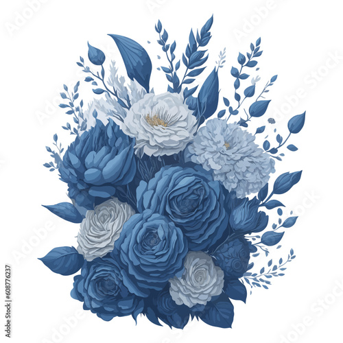 Captivating Blue and Grey Floral Bouquet for Wedding Invitations