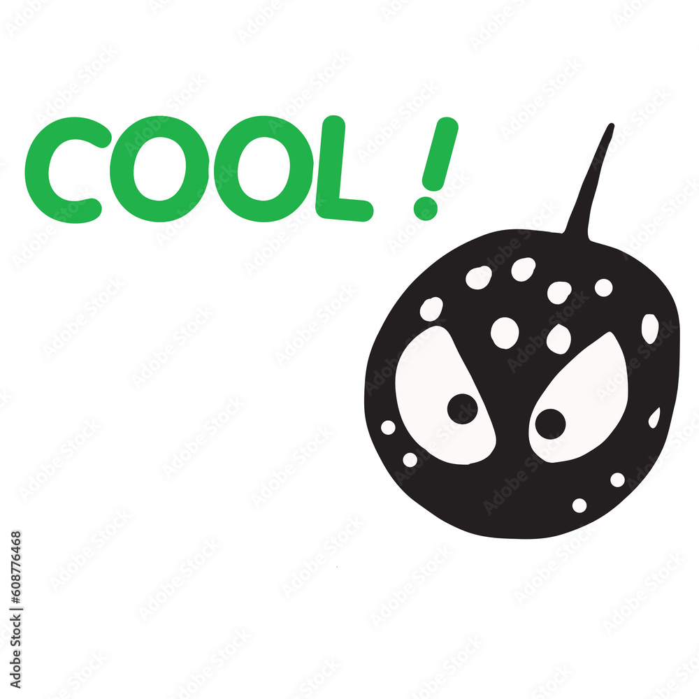 Obraz premium Polkadot stingray21 black and white polka dots cartoon cuty pets show emotion with gestures cool