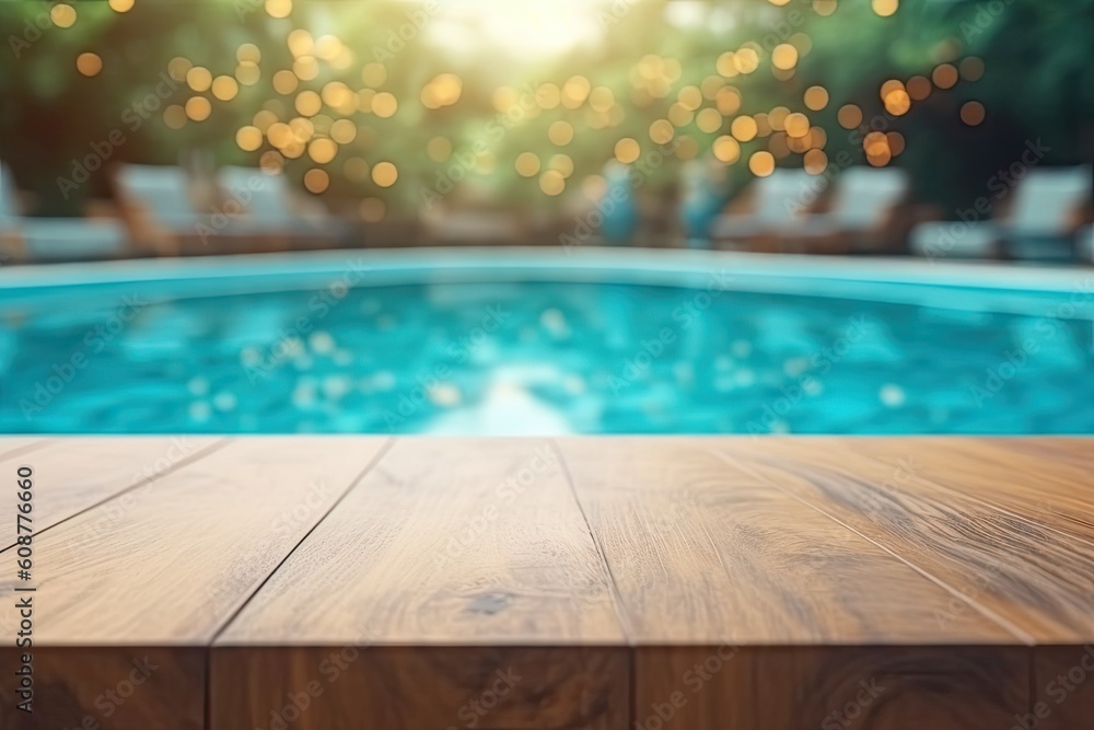 Blank Board on Blurred Background for Product Advertisement in Resort Blank Board on Blurred Background for Product Advertisement in Resort