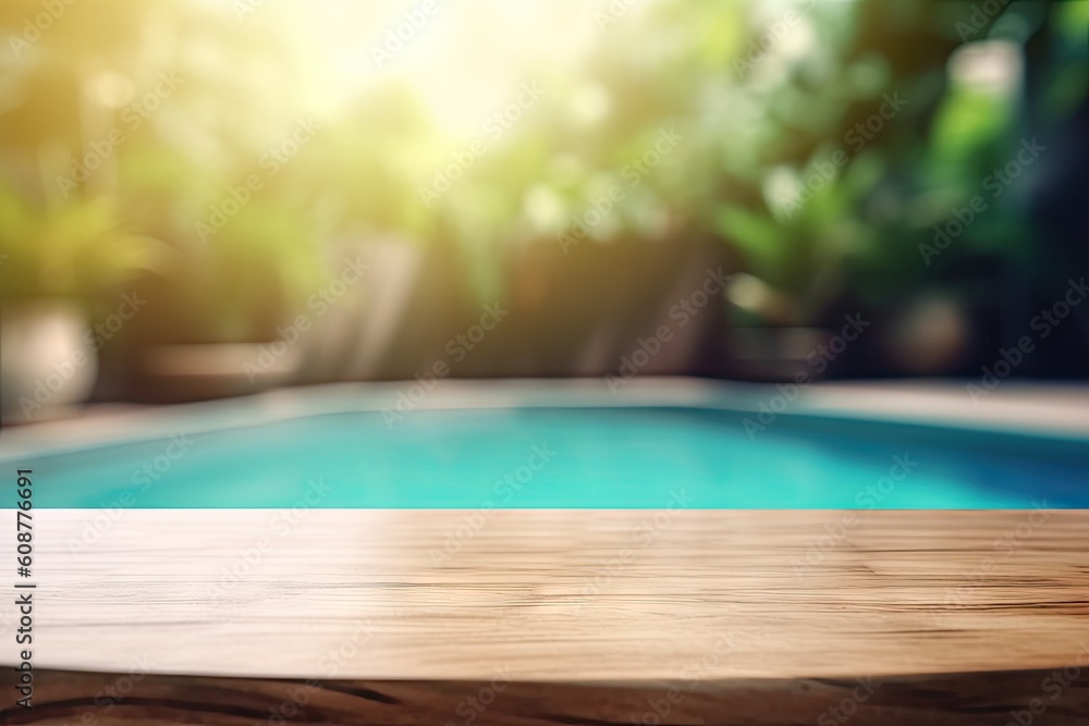 Blank Board on Blurred Background for Product Advertisement in Resort Blank Board on Blurred Background for Product Advertisement in Resort