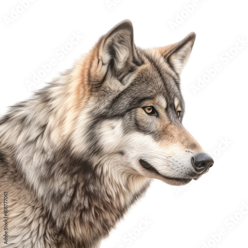 a Timberwolf Canis lupus lycaon  Portrait  in various positions  wild beauty   Wildlife-themed  photorealistic illustrations in a PNG  cutout  and isolated. Generative AI
