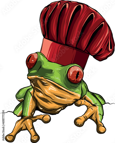 vector illustration of Frog chef cartoon mascot