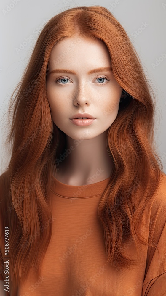 portrait of a girl red-haired woman with red hair and green eyes, beautiful model portrait of a girl red-haired woman with red hair and green eyes, beautiful model