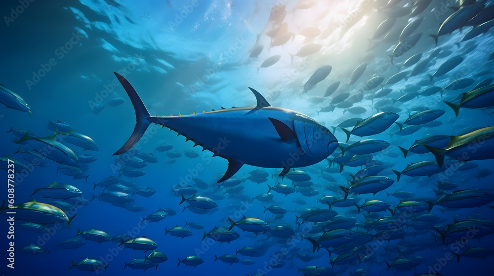 Fototapeta premium Thriving Tuna: An Insight into Sustainable Tuna Fisheries and Marine Studies