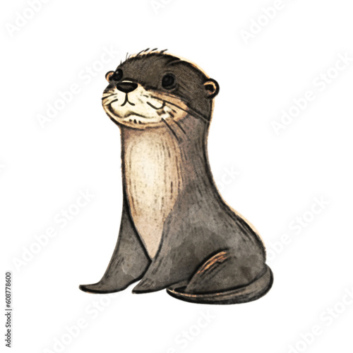 Otter Watercolor Illustration