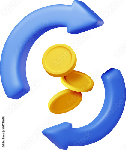 3D Round Arrow with Golden Coins