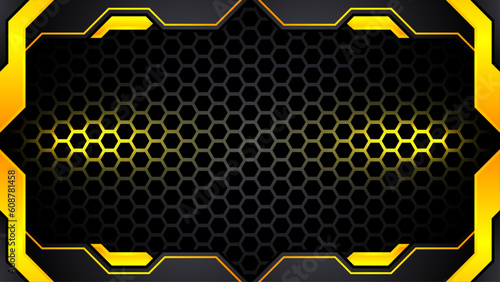 black and yellow futuristic gaming background. design of sport banner, poster, advertisement, promotion