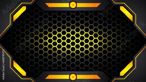 futuristic black and yellow gaming background. design of sport banner, poster, advertisement, promotion