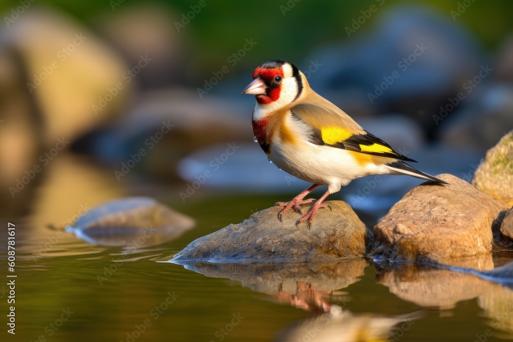 European goldfinch (Carduelis carduelis). Generative AI European goldfinch (Carduelis carduelis). Generative AI
