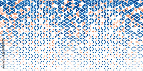 Abstract geometric background with royal blue, white and peach color tone triangle shape.