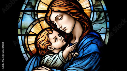 Mother mary stained glass designs
