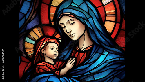 Mother mary stained glass designs photo