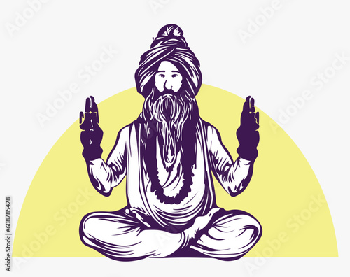  Guru line art vector silhouette