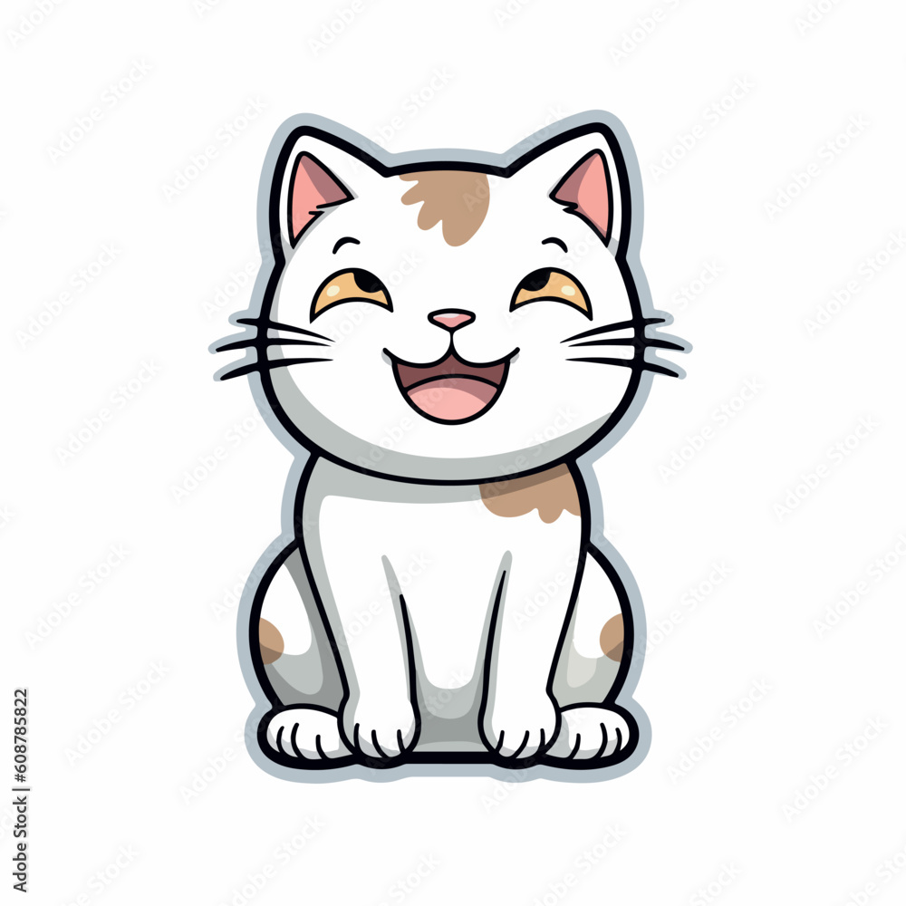Cute and funny cats doodle vector set. Cartoon cat or kitten characters design collection with flat color. 
