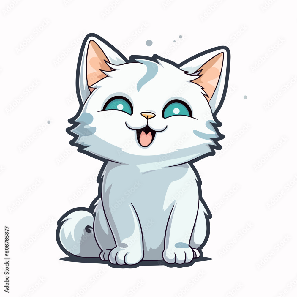 Cute and funny cats doodle vector set. Cartoon cat or kitten characters design collection with flat color. 
