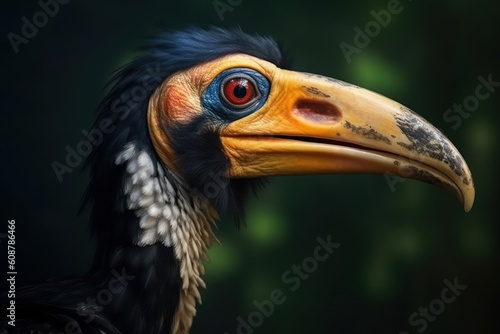 Knobbed Hornbill (Rhyticeros cassidix) from Sulawesi, Indonesia. Generative AI.