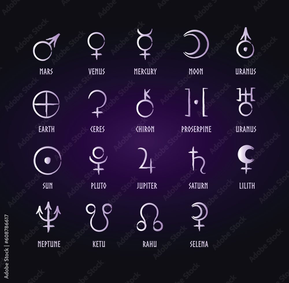 Full editable astrology set of planets. Full editable astrology set of planets.