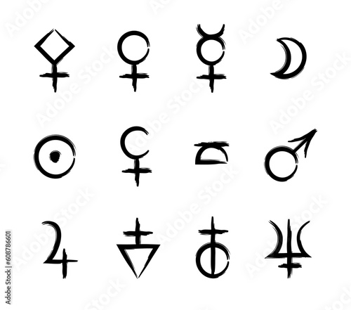 Full editable astrology set of planets. 