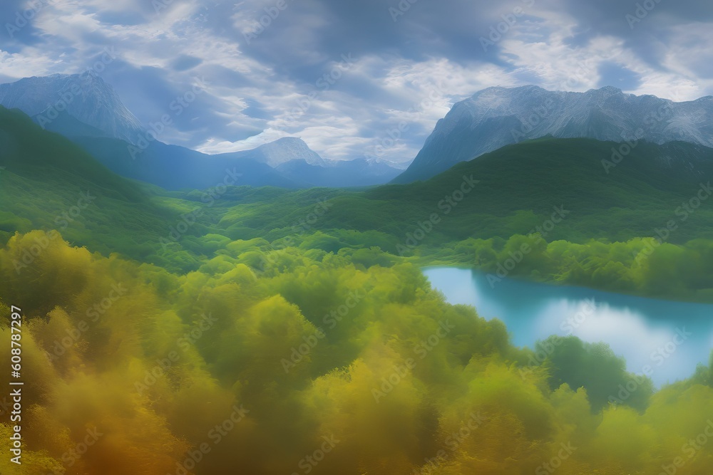 Obraz premium Wallpaper with a dream landscape, generative ai