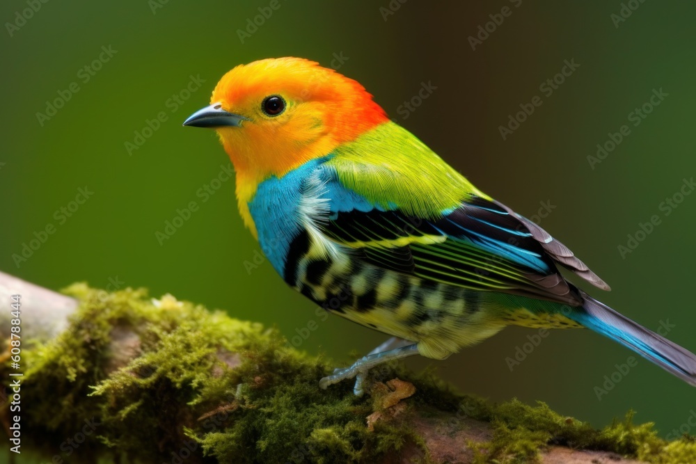 Obraz premium Multi colored Tanager (Chlorochrysa nitidissima) is a species. Generative AI.