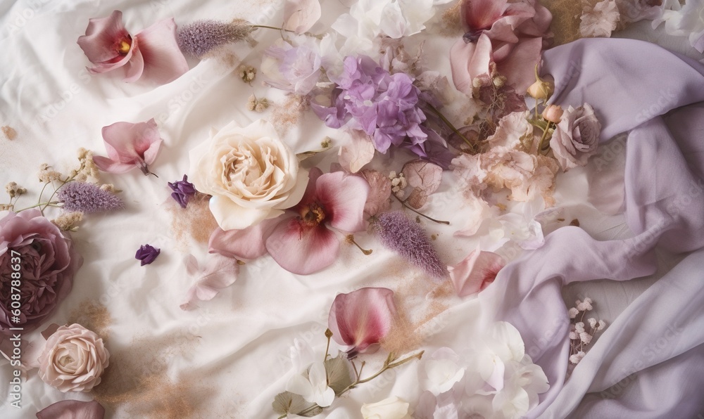 a close up of a cake with flowers on top of it. generative ai a close up of a cake with flowers on top of it. generative ai