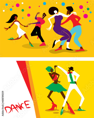 Abstract Dance Poster Collection, Salsa, Party (Vector Art)