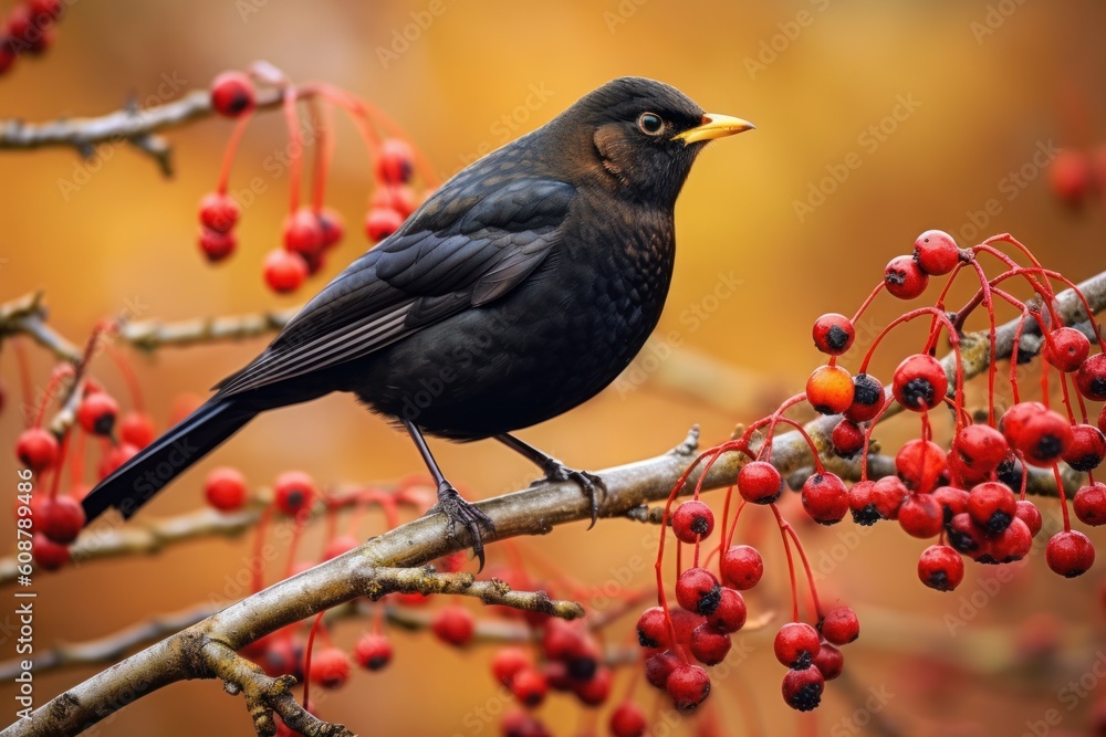 Fototapeta premium Familiar birds in parks and gardens of Europe. Generative AI