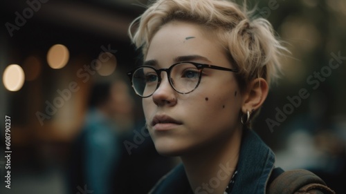 Young queer student cinematic portrait 