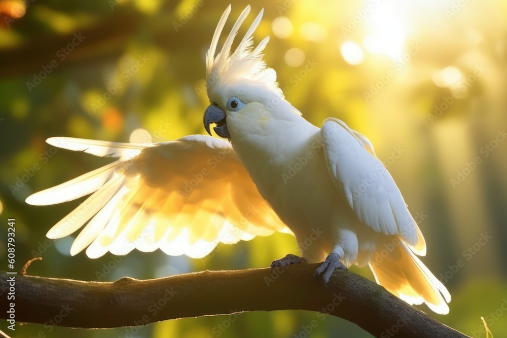 Sulphur-crested cockatoo (Cacatua galerita) walking along. Generative AI Sulphur-crested cockatoo (Cacatua galerita) walking along. Generative AI