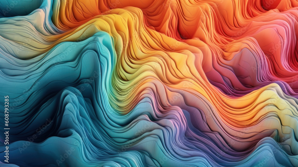 Psychedelic Harmony: 3D Textures with Blue to Orange Color Gradient. Generative AI Psychedelic Harmony: 3D Textures with Blue to Orange Color Gradient. Generative AI