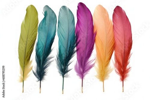 Elongated feathers in vibrant hues - Generative AI © Sidewaypics