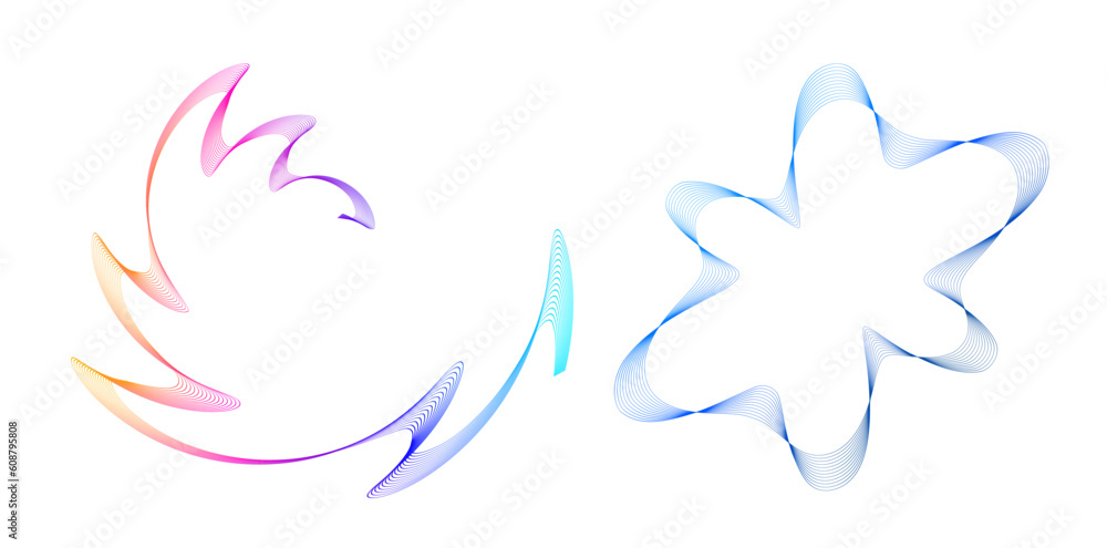 Design elements. Wave of many purple lines circle ring. Abstract vertical wavy stripes on white background isolated. Vector illustration EPS 10. Colourful waves with lines created using Blend Tool