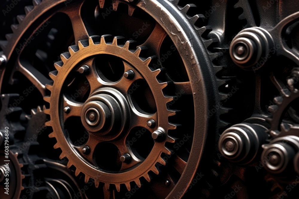 The combination of mechanical textures and atmospheric tones. Generative AI The combination of mechanical textures and atmospheric tones. Generative AI